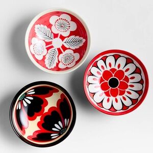 New! Crate&Barrel Fortune Garden Stoneware Nesting Bowls Set of 3